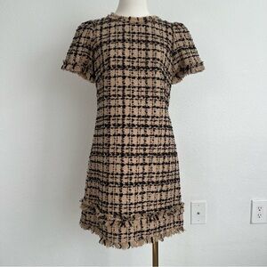 Kate Spade Bi- Color Tweed Mini Dress Tan / Black Sz 2 NWT